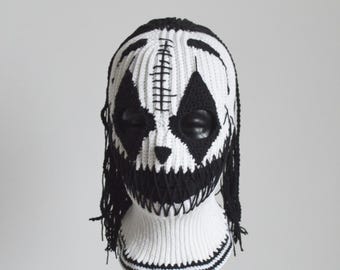 Custom Crochet Balaclava Clown With Dreadlock Knit Joker Mask Alternative Fashion