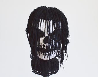 Custom Crochet Skull Full Face Mask Dreadlock Knit Horror Ski Masks fringe