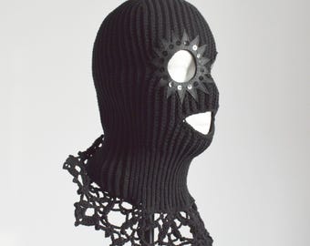 Custom Celestial Crochet Balaclava Knit Ski Mask Sun and Moon
