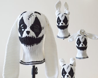 Custom Joker Bunny Ears Ski Mask Crochet Creepy Clown Rabbit - Etsy