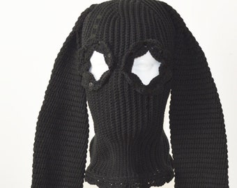 Custom Crochet Bunny Balaclava Knit Full Face Mask With Ears Streetwear Designs