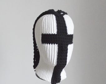 Custom Crochet Balaclava Cross No Eyes Gothic Festival Full Face Mask Dreads