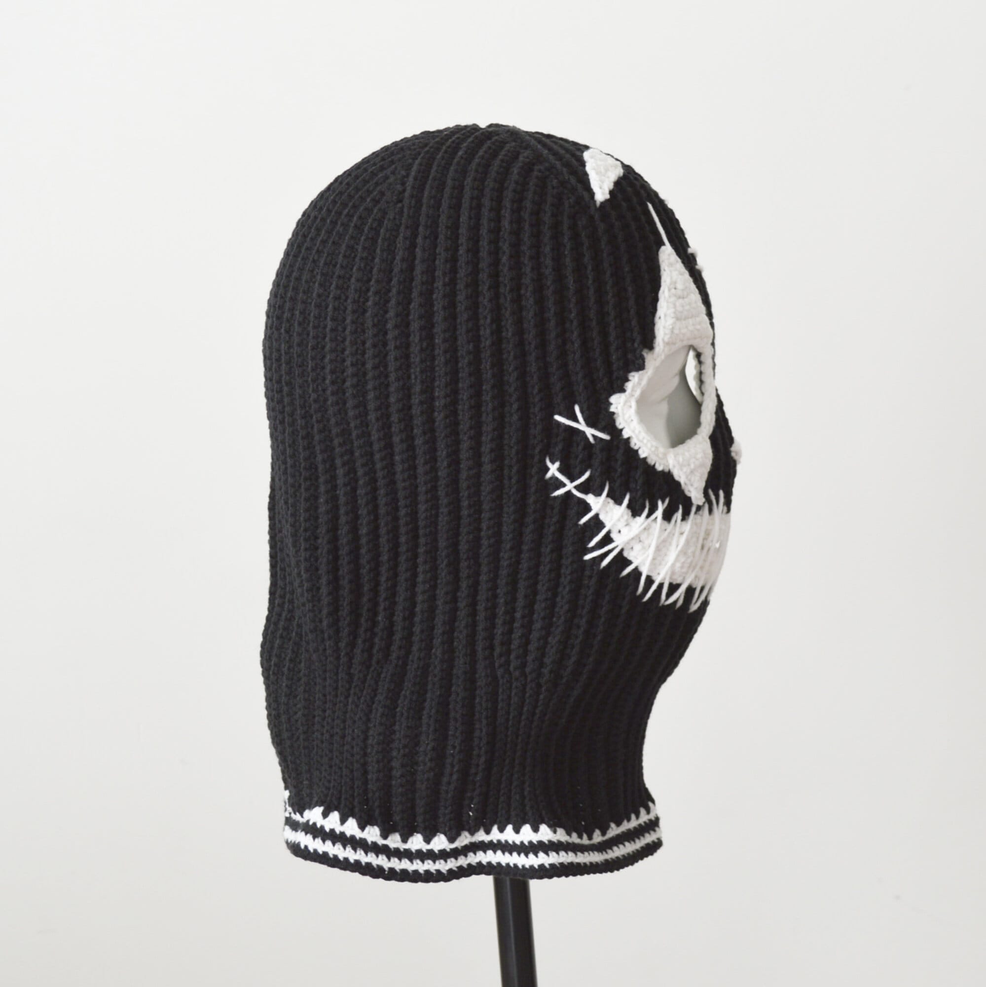 Knitted creepy black balaclava ski mask women men Custom crochet ghost  clown hat