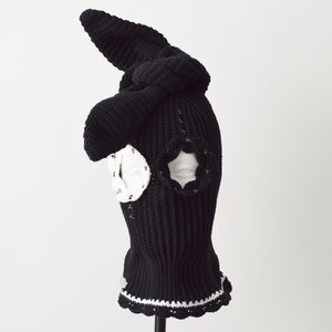 Bunny Knitted Balaclava Ski Mask Women Men Black Custom Crochet Cute ...