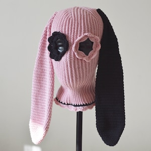 Custom Bunny Crochet Balaclava Ski Mask Women Men Knitted Cute Pink ...