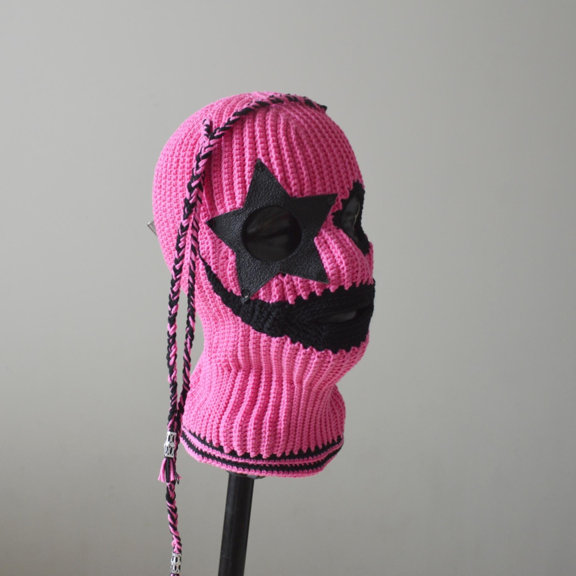 Masque De Ski Original - Cagoule Homme Tentacules Pieuvre, Fait Main, Gris Rayé, Taille Unique