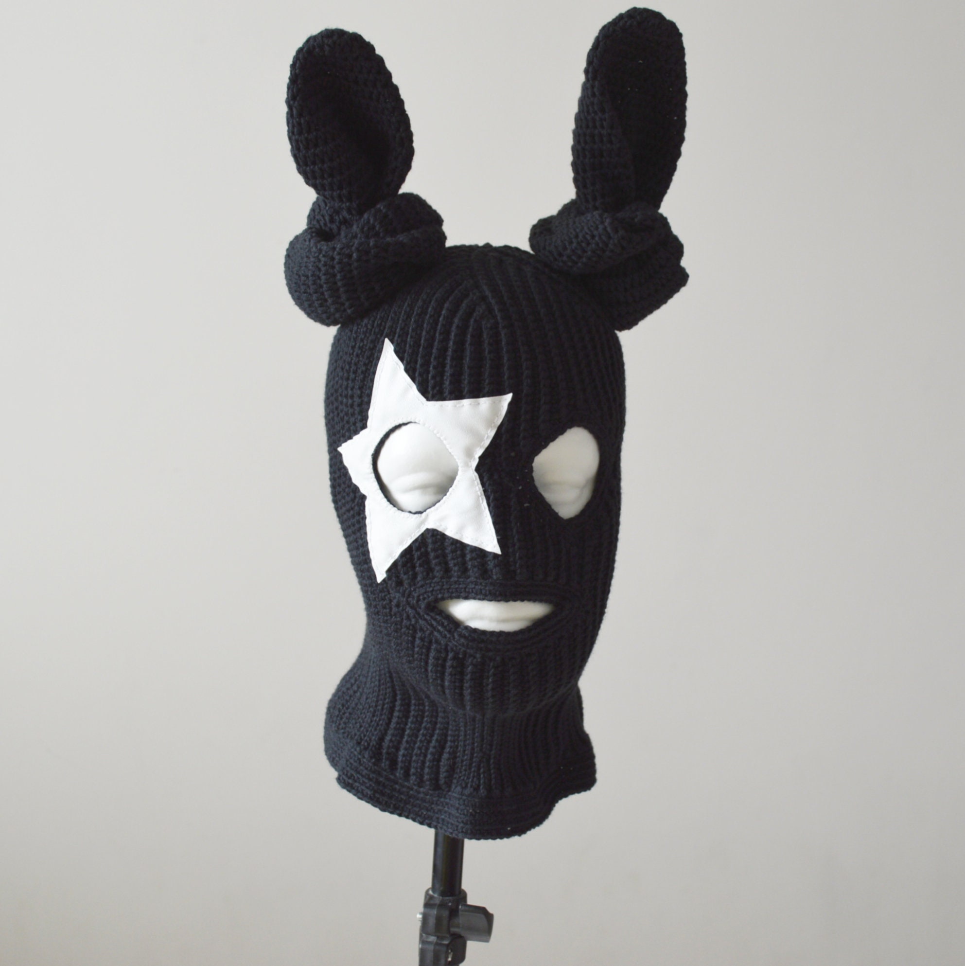 Custom Crochet Bunny Balaclava Star Full Face Mask Rabbit Ear - Etsy