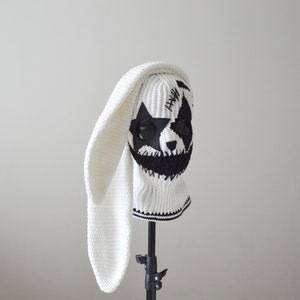 Custom Bunny Ears Ski Mask 3 Holes With Star Crocheted Creepy Joker ...