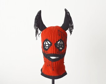 Crochet Devil Eye Balaclava Handmade Crochet Evil Eye Hood, Crochet Evil Eye Balaclava  main image 2