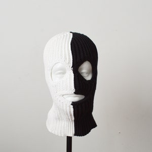 Crochet black white balaclava ski mask women men 3 holes Custom crochet beanie hat styles outfit