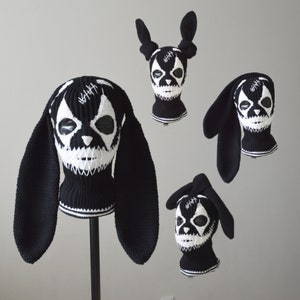 Máscara de esquí personalizada con orejas de conejo joker 3 agujeros Sombrero de conejo payaso espeluznante de ganchillo para hombres y mujeres Pasamontañas lindos de punto Trajes de sombrero de Halloween imagen 1
