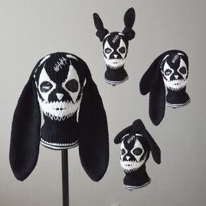 Custom joker bunny ears ski mask 3 holes Crochet creepy clown rabbit hat for men and woman Knitted cute balaclava Halloween hat outfits
