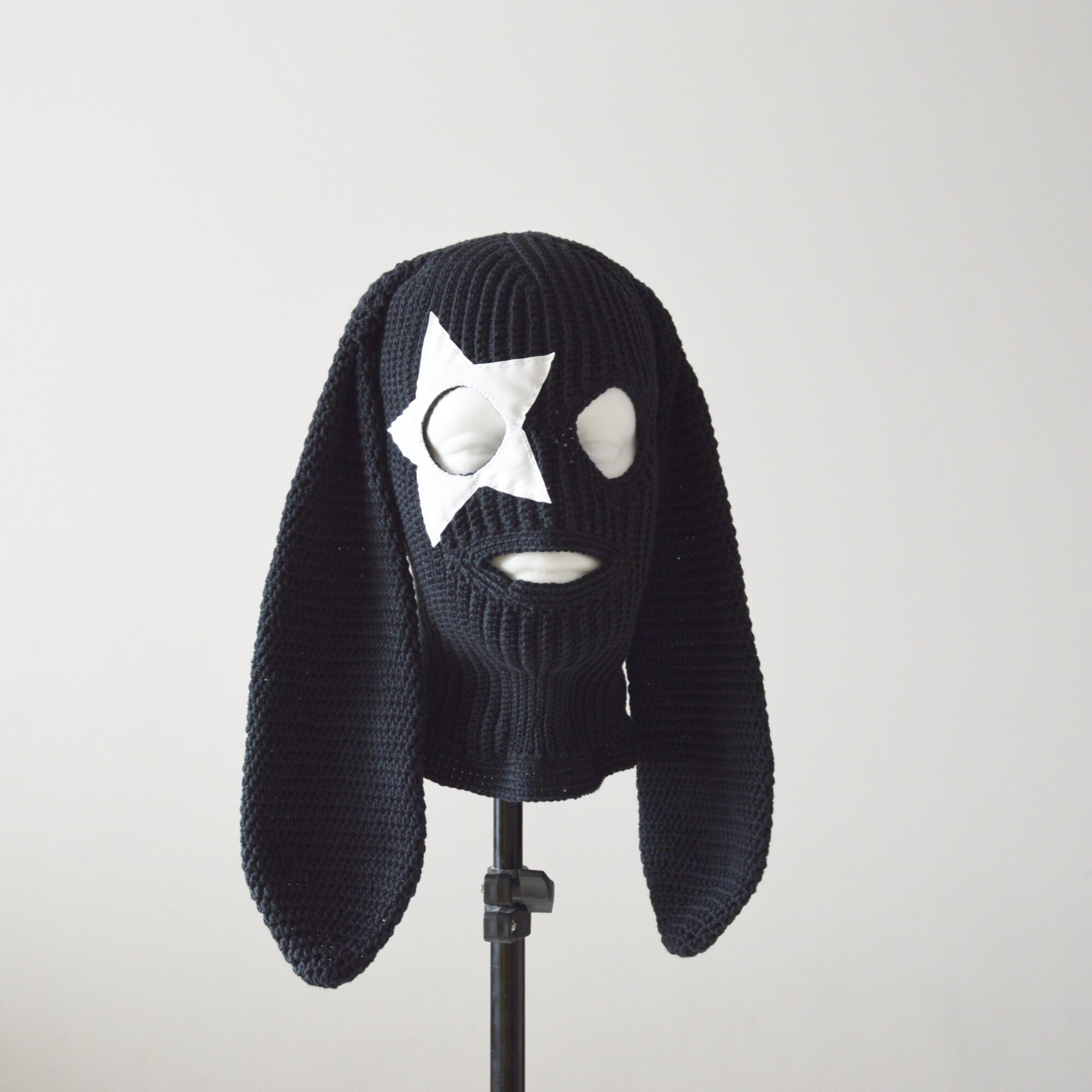 Custom Crochet Bunny Balaclava Ski Mask With Star Women Men Knit