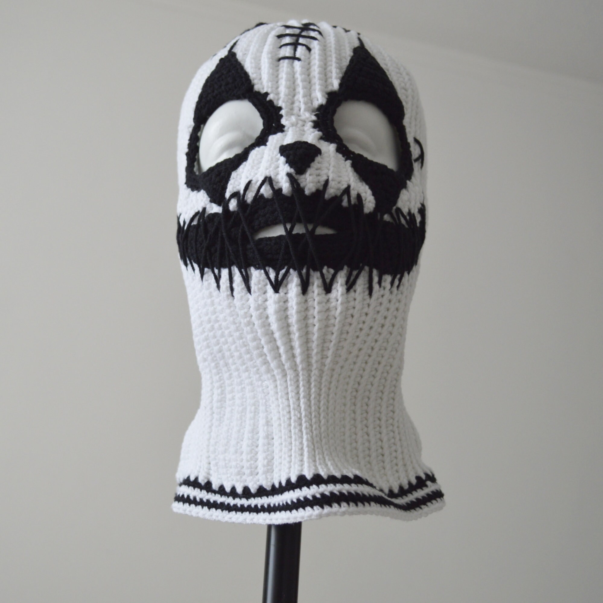 Custom Creepy Black White Face Mask 3 Holes Crochet Ghost - Etsy UK
