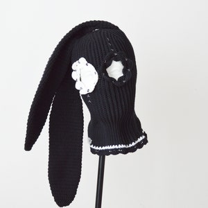 Bunny Knitted Balaclava Ski Mask Women Men Black Custom - Etsy
