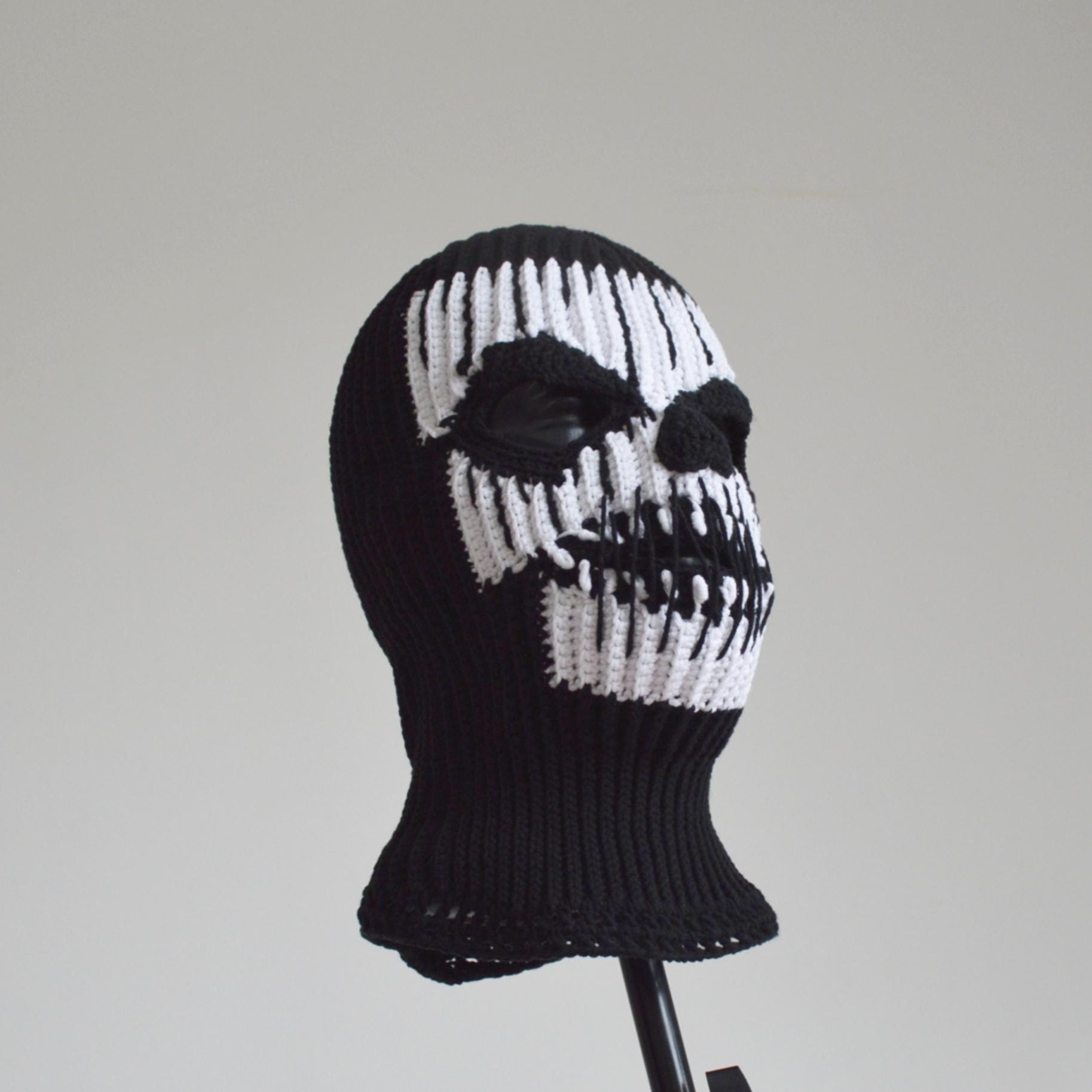 Custom Crochet Skull Mask: Handmade Skary Knit Balaclava - Black