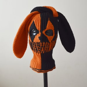 Custom Joker Bunny Ears Ski Mask Crochet Creepy Clown Rabbit Hat for ...