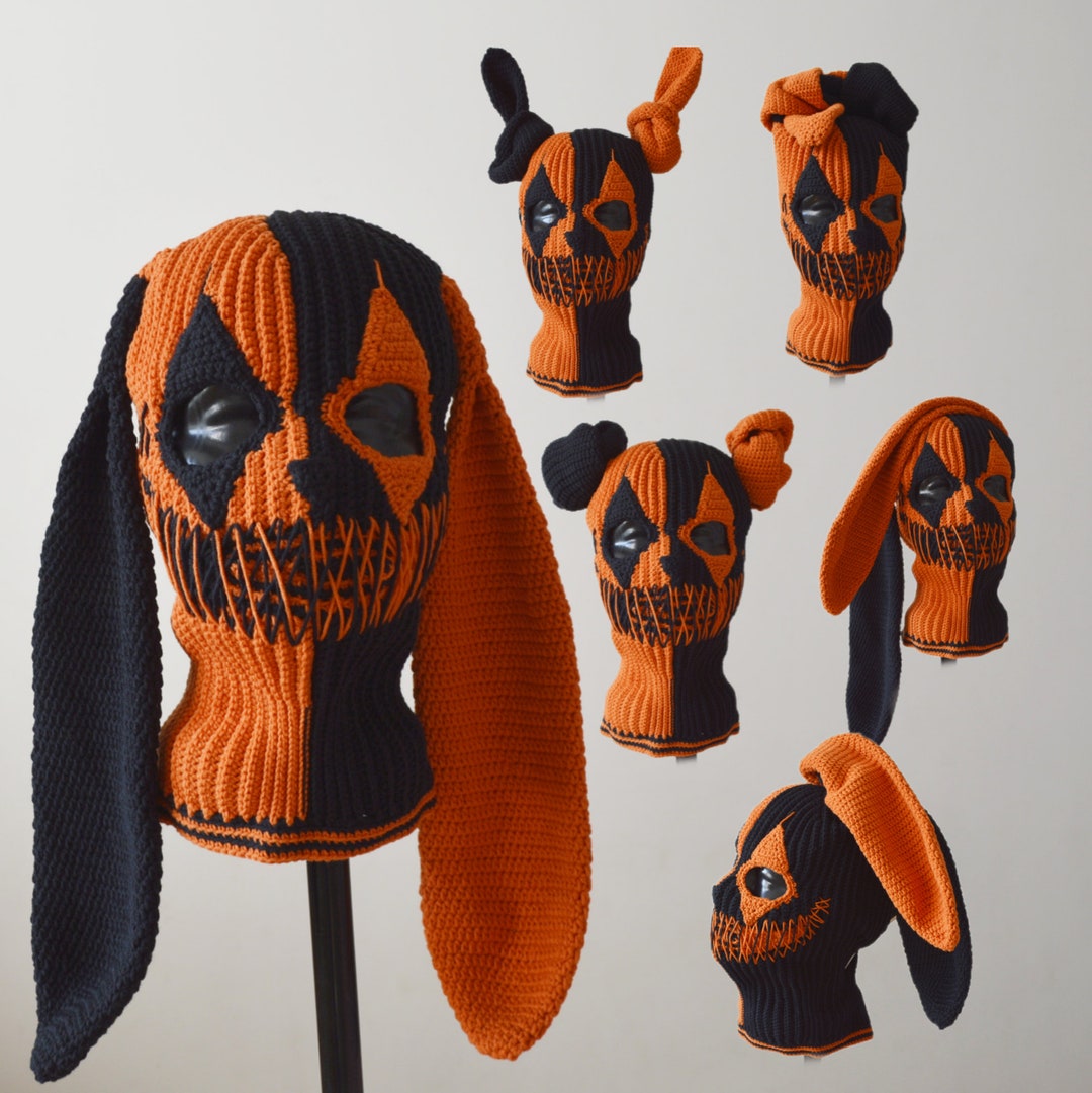 Custom Joker Bunny Ears Ski Mask Crochet Creepy Clown Rabbit - Etsy