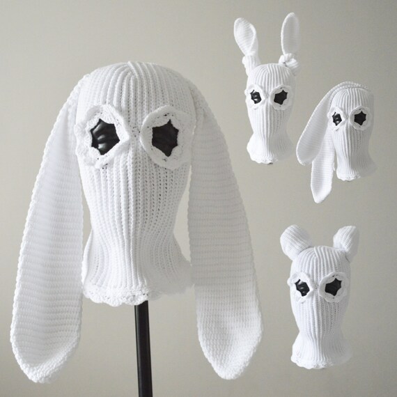 SEICARINO Rabbit Ears Balaclava バラクラバ Kiskick Bunny Ears Balaclava Hat, Long Bunny Ears