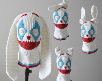 Custom Joker Bunny Ears Ski Mask Crochet Creepy Clown Rabbit - Etsy