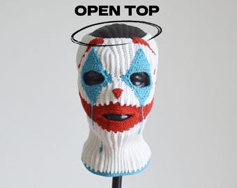 Custom Crochet Joker Balaclava Clown Open Top Knit Ski Mask