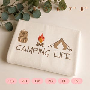 Camping Life Embroidery Design, Camping Adventure Embroidery File, Backpack Campfire Tent Design, Outdoor Lover