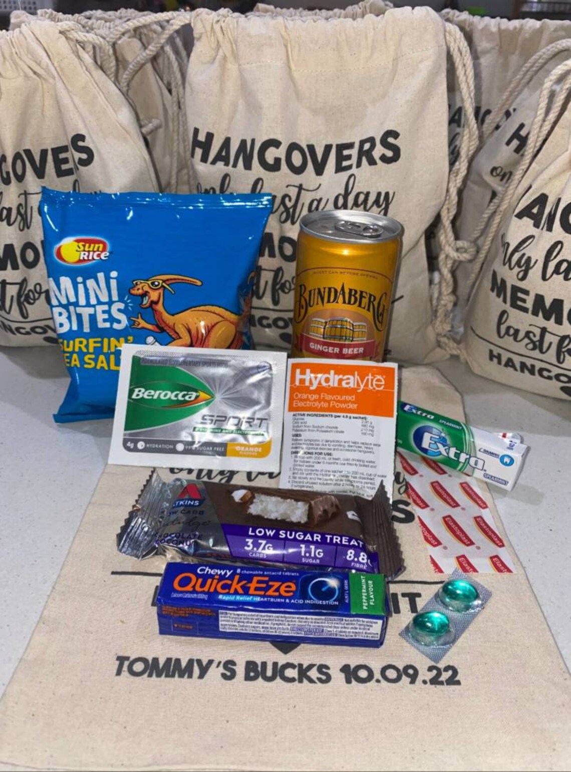 Hangovers Only Last a Day Hangover Kit Bags Recovery Kit Etsy Australia