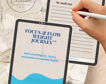 Focus & Flow Weight Journey™ Werkboek | Dagboek voor een mindset voor gewichtsverlies | Afdrukbare zelfcoaching | Planner voor gezonde gewoonten | Digitale download