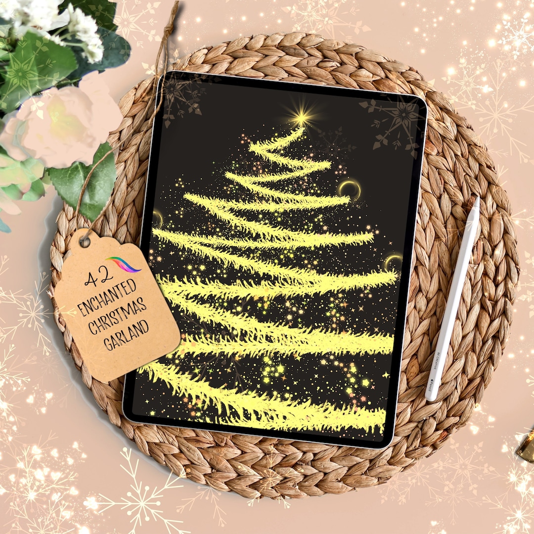 Christmas Garland Brush Set | 42 Procreate Glitter Brushes (digital ...