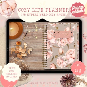 Cozy Undated Digital Planner, Monthly Digital Planner, Goodnotes Planner, iPad Planner | Digital Bullet Journal Pdf,Cozy Goodnotes Stickers