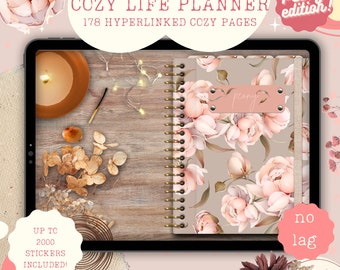 Cozy Undated Digital Planner, Monthly Digital Planner, Goodnotes Planner, iPad Planner | Digital Bullet Journal Pdf,Cozy Goodnotes Stickers