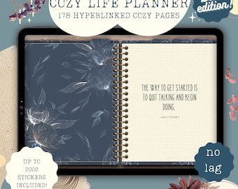 Agenda digitale Cozy Undated, Agenda digitale mensile, Agenda Goodnotes, Agenda per iPad / Bullet Journal digitale in formato PDF / Adesivi Cozy Goodnotes