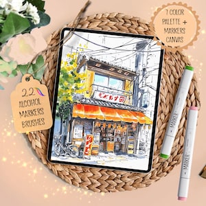 22 Alcohol markers for Procreate | Procreate brushes | Procreate tools | Procreate copic marker, Digital brush, Procreate color palette