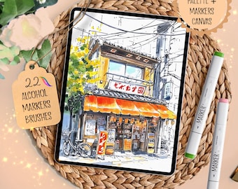 22 Alcohol markers for Procreate | Procreate brushes | Procreate tools | Procreate copic marker, Digital brush, Procreate color palette