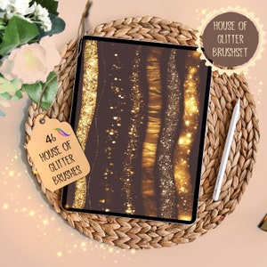 46 procreate glitter brushes | house of glitter brushset | procreate shimmer brush | procreate foil brushes | procreate sparking brushes
