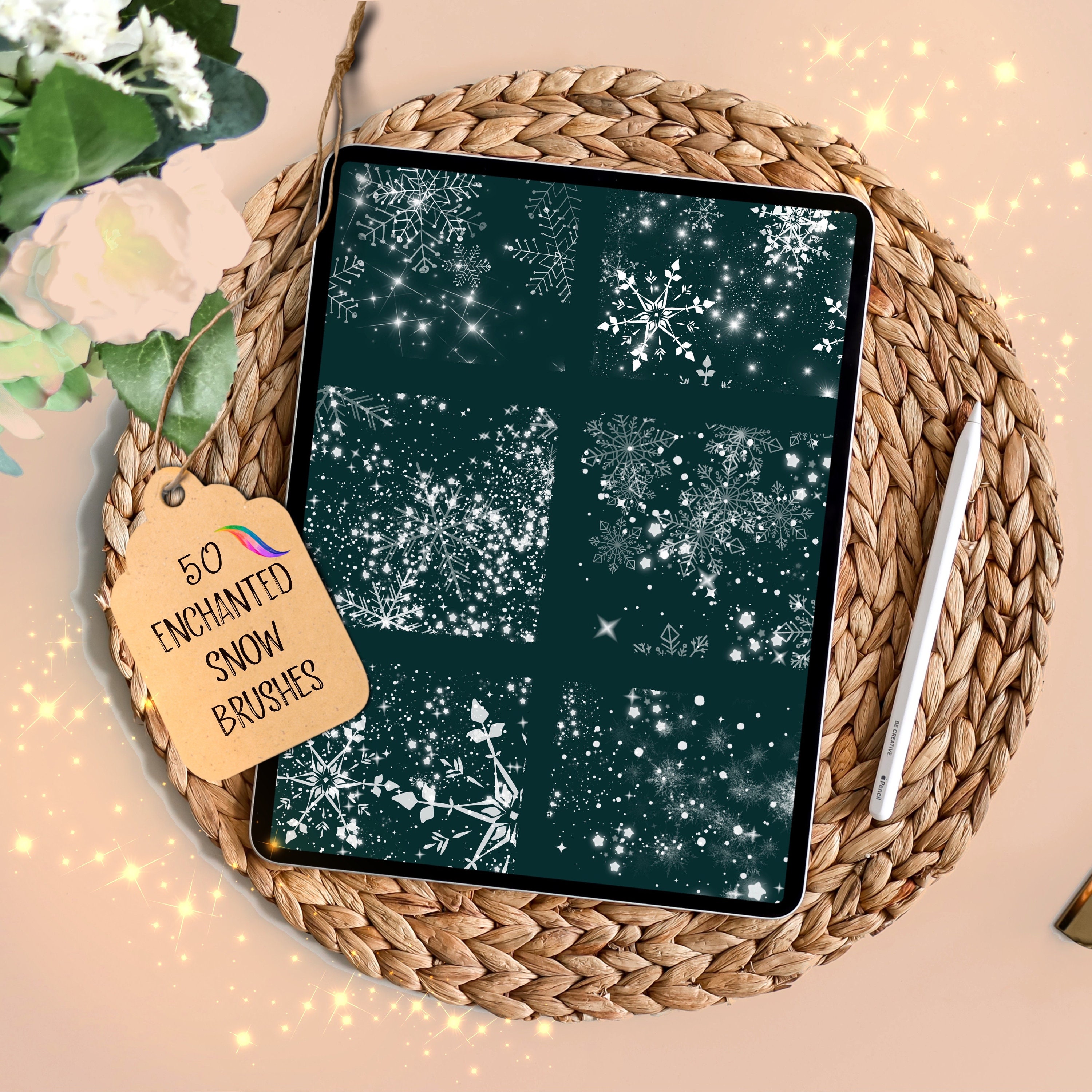 50 ENCHANTED SNOW Brushes Procreate Dual Brushes | Procreate Winter ...