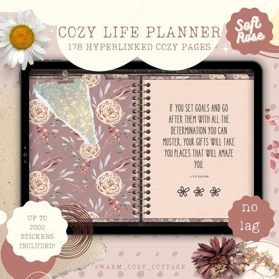 Pink Undated Digital Planner, Goodnotes Bullet Journal (PDF)