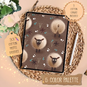 PROCREATE Katoenpastel BORSTELS | 3 planten aquarelcanvas voort | 5 kleurenpalet voortplanten | maak pastelborstels, maak oliepastels voort