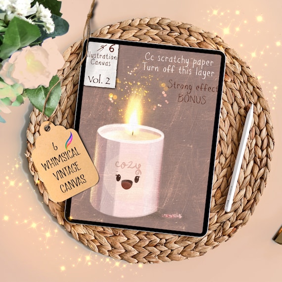 6 Whimsical vintage canvas for procreate | transform your art in a beautiful vintage artwork | procreate textured paper canvas Vol.2