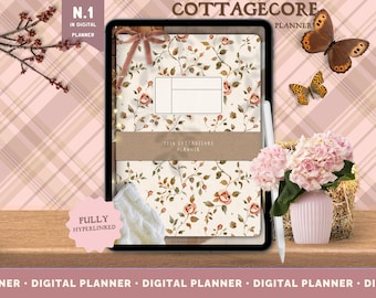 2026 Cottagecore Portrait Digital Planner, GoodNotes iPad Planner (PDF)