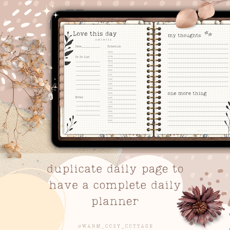 Cozy Undated Digital Planner, Monthly Digital Planner, Goodnotes Planner, iPad Planner | Digital Bullet Journal Pdf |Cozy Goodnotes Stickers image 6