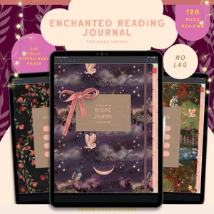 ENCHANTED Diario di lettura digitale, pianificatore di lettura, pianificatore digitale di lettura, recensione di libri, Goodnotes, monitoraggio di lettura, scaffale per libri, registro di lettura