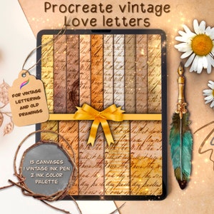 15 Vintage Liebesbriefe Leinwand für Fortpflanzung | vintage texturierte procreate Leinwände | procreate strukturiertes Papier Leinwand | zeugen Schriftzug