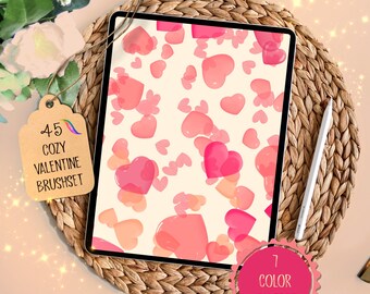 Valentine's Day Procreate Brushes | 45 Cozy Stamps (Digital Download)
