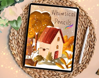 Procreate WHIMSICAL PENCILS Pennelli set di pennelli / Procreate Matite vintage Pastelli per procreate Pennelli / Palette di colori Procreate