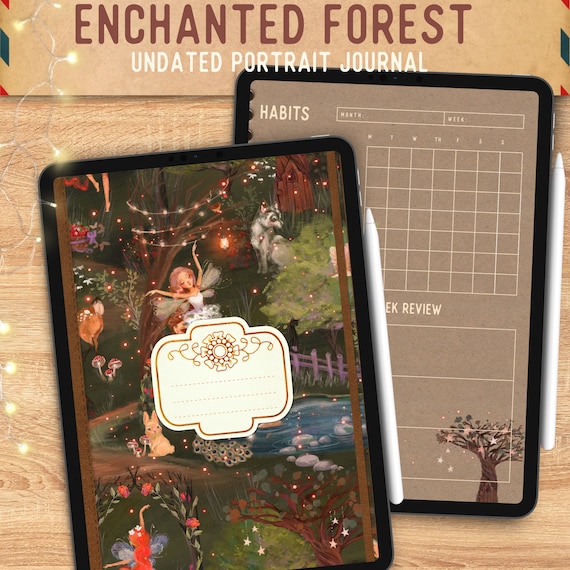 Enchanted Forest Digital Journal, iPad Journal, Goodnotes Journal, Hyperlinked, iPad planner, Notability Journal, Digital Journals, portrait