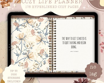 Agenda digitale Cozy Undated, Agenda digitale mensile, Agenda Goodnotes, Agenda per iPad / Bullet Journal digitale in formato PDF / Adesivi Cozy Goodnotes