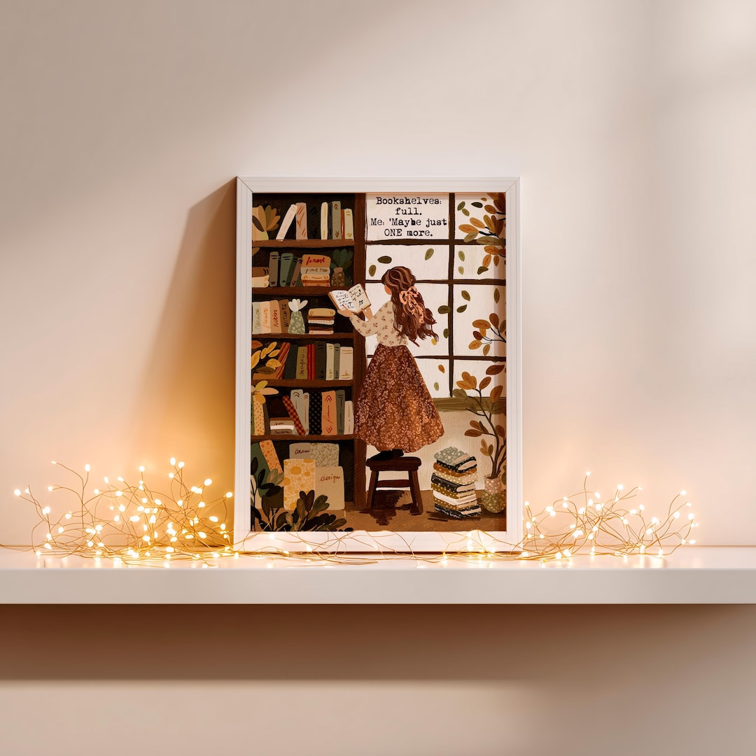 Cozy Reading Art Print | Book Lover Wall Art | Autumn Home Decor ...