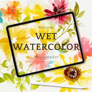 44 PROCREATE NAT WATERCOLOR-penselen | waterverfcanvas voortplanten | kleurenpalet voortplanten | maak gezellige aquarel bloemenstempels