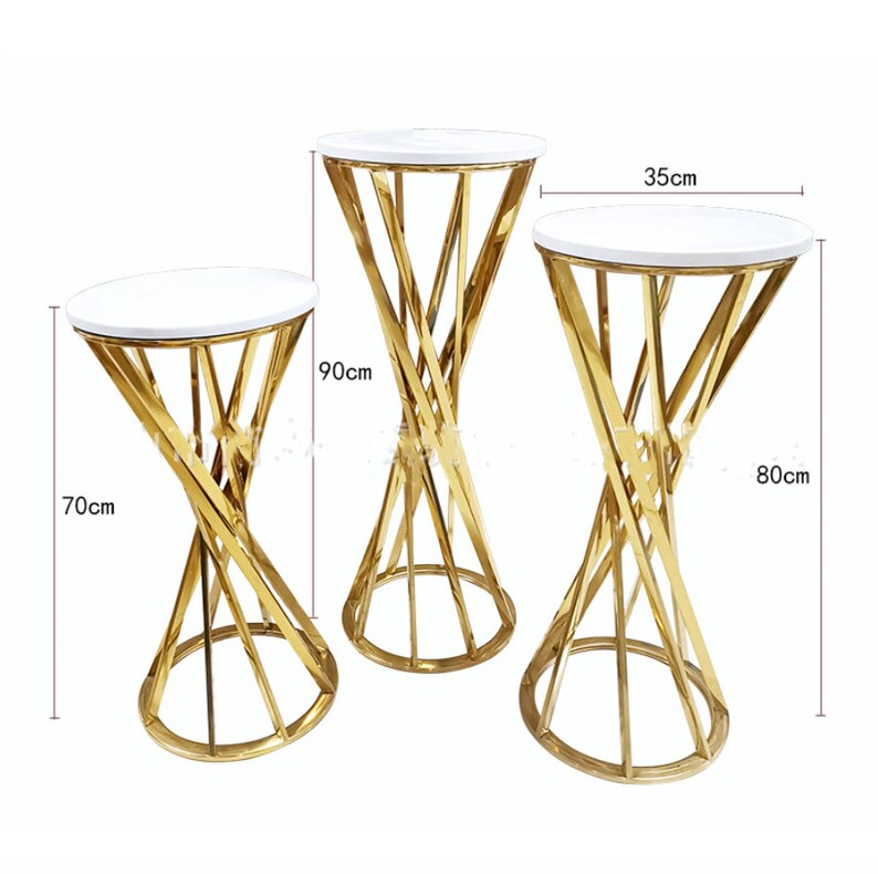 Set of 3 Pcs Gold Pedestals Stand Cylinder Plinth Wedding Etsy
